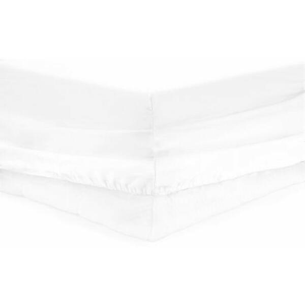Cearceaf de pat cu elastic Heinner HR-ZSHEET-160, Bumbac, Potrivit pentru saltele cu inaltime maxima de 25 cm, Alb