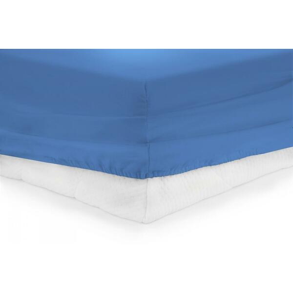 Cearceaf de pat cu elastic Heinner HR-ZSHEET-180, Bumbac, Potrivit pentru saltele cu inaltime maxima de 25 cm, Albastru
