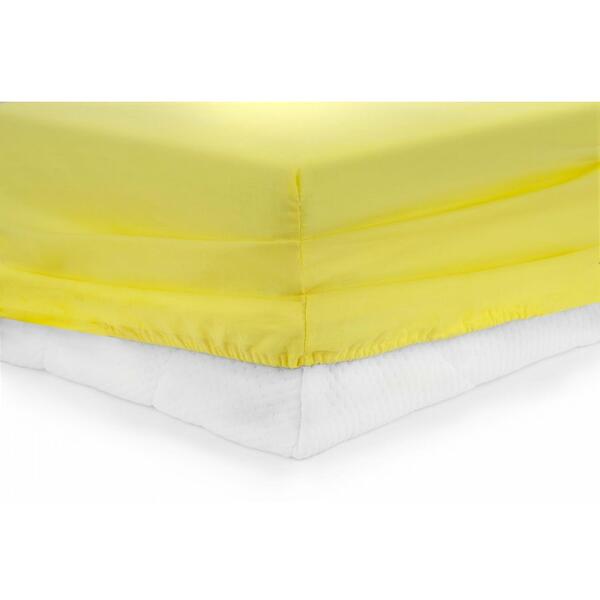 Cearceaf de pat cu elastic Heinner HR-ZSHEET-90, Bumbac, Potrivit pentru saltele cu inaltime maxima de 25 cm, Galben