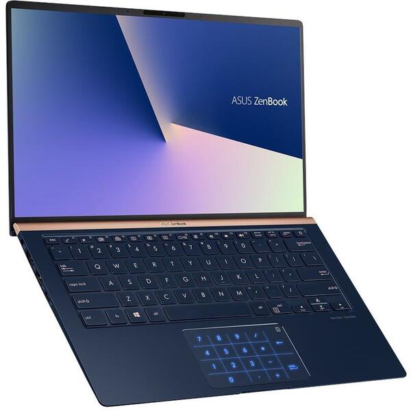 Laptop Asus ZenBook UX433FA, FHD, Intel Core i7-8565U, 16 GB, 512 GB SSD, Free DOS, Albastru