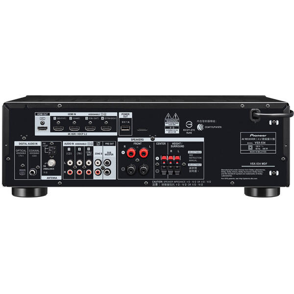 Amplificator Pioneer VSX-534(B), 750 W, Bluetooth, Negru