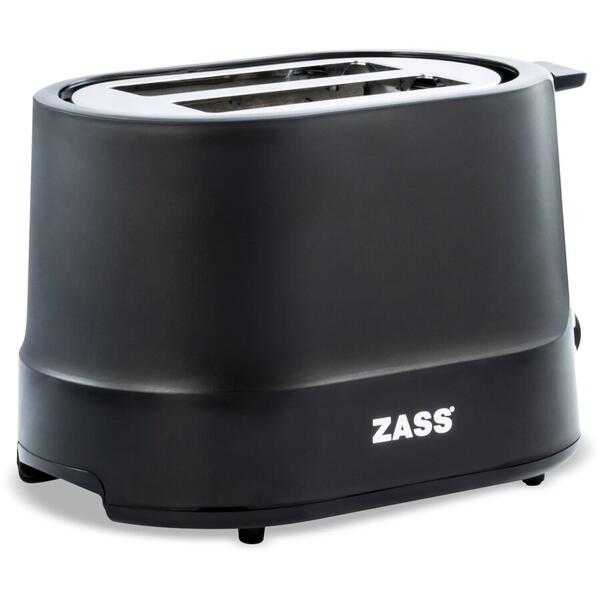 Toaster Zass ZST 10 BL, 850 W, 2 felii, decongelare, reincalzire, 5 trepte putere, Negru