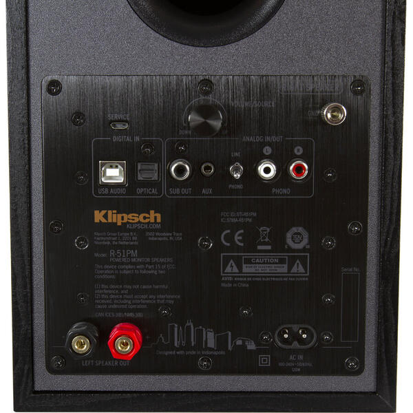 Boxe Klipsch R-51PM EUA, 140 W, 107.3 dB, Negru