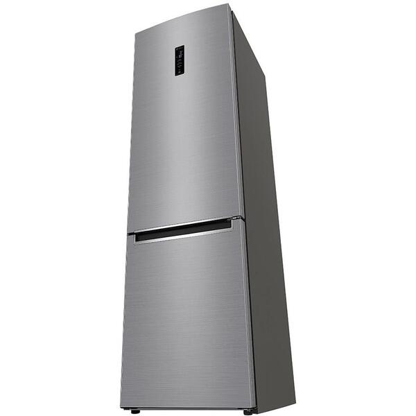 Combina frigorifica LG GBB72PZDZN, 384 l, No Frost, Compresor Inverter Linear, Display Extern, Clasa A+++, H 203 cm, Argintiu