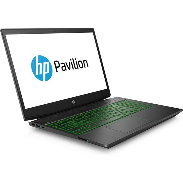 Laptop HP Gaming 15.6 inch Pavilion 15-cx0008nq, FHD IPS, Procesor Intel® Core™ i7-8750H (9M Cache, up to 4.10 GHz), 8GB DDR4, 1TB 7200 RPM, GeForce GTX 1050 Ti 4GB, FreeDos, Shadow Black