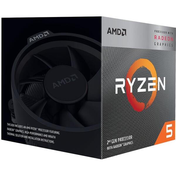 Procesor AMD RYZEN 5 3400G, 3.7GHz, Socket AM4, Radeon™ RX Vega 11 integrata