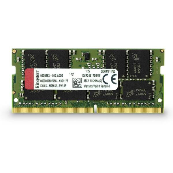 Memorie Kingston KVR24S17D8/16, SODIMM, DDR4, 16GB, 2400MHz, CL17, 1.2V, NON-ECC