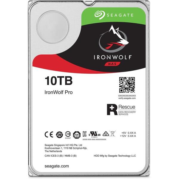 Hard Disk Seagate IronWolf PRO, 3.5 inch, 10TB, SATA3, 7200RPM, 256MB, ST10000NE0008