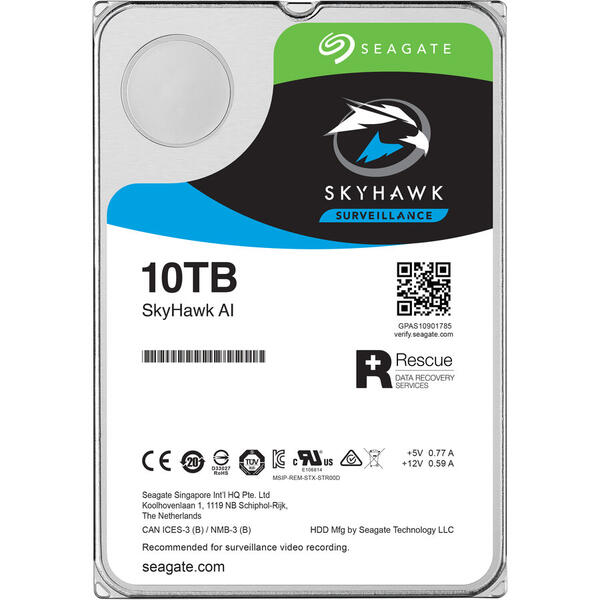 Hard Disk Seagate SkyHawk, 3.5 inch, 10TB, SATA3, 7200RPM, 256MB, ST10000VE0008