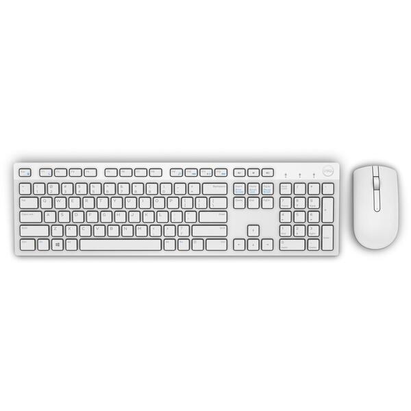 Kit tastatura + mouse Dell KM636, Wireless, 2.4 GHz, USB, Alb
