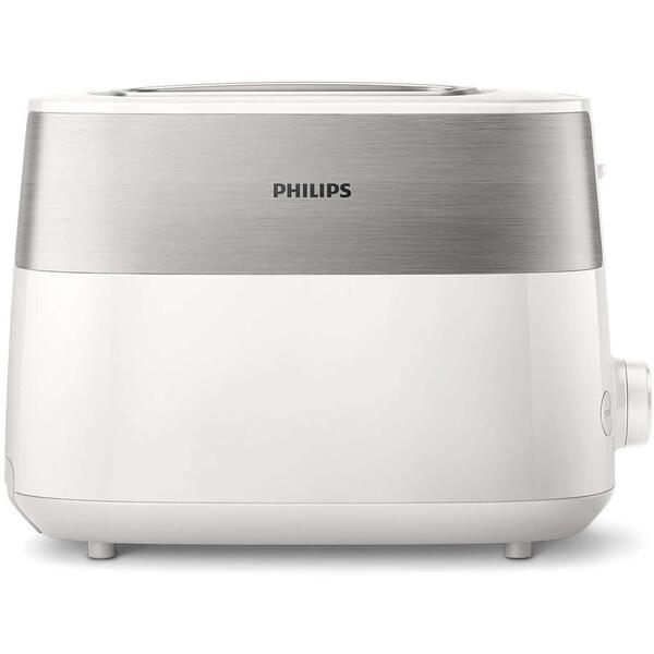 Toaster Philips HD2515/00, 830 W, 2 fante, Functie dezghetare, Alb/Inox