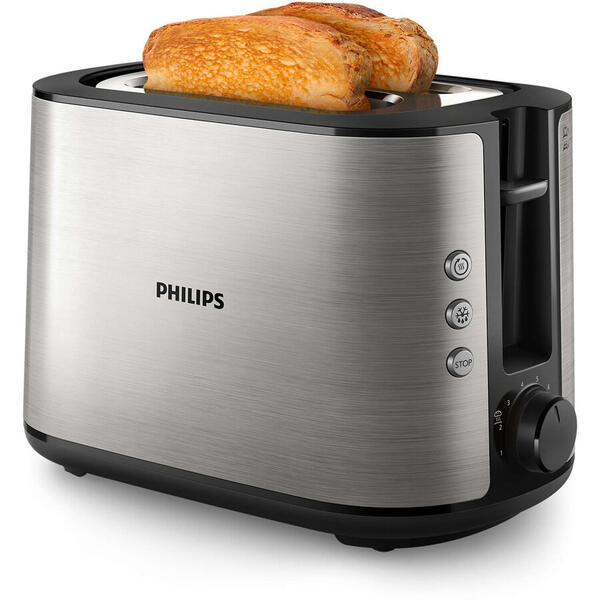 Toaster Philips HD2650/90, 950 W, Sistem depozitare cablu, Functie dezghetare, Buton de anulare, Argintiu