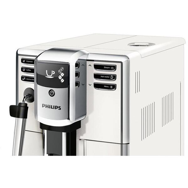 Espressor automat Philips EP5311/10, Sistem clasic de spumare, Rasnita ceramica, Filtru AquaClean, 1.8L, Alb