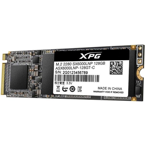 SSD Adata XPG SX6000 Lite, 128GB, PCIe Gen3x4 M.22280, ASX6000LNP-128GT-C