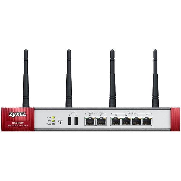 Router ZyXEL Gigabit ZyWALL USG60W-EU0102F, 4 x LAN-DMZ, 2 x WAN, 2 x USB