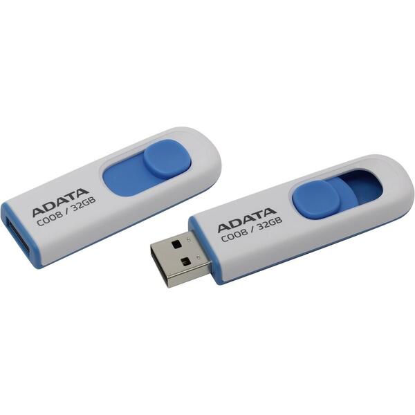 Memory stick Adata AC008-32G-RWE, 32 GB, USB 2.0, Alb/Albastru