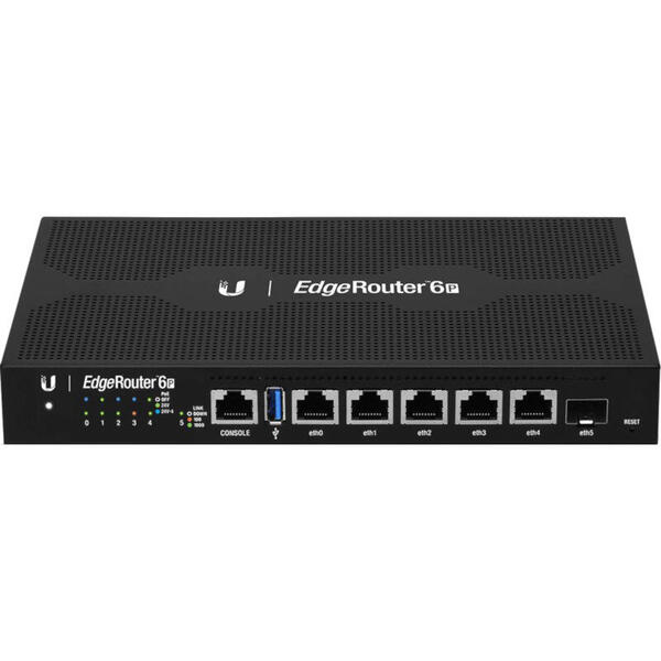 Router UbiQuiti ER-6P Gigabit Edge 6P, 5 x LAN, 1 x USB 2.0, Negru