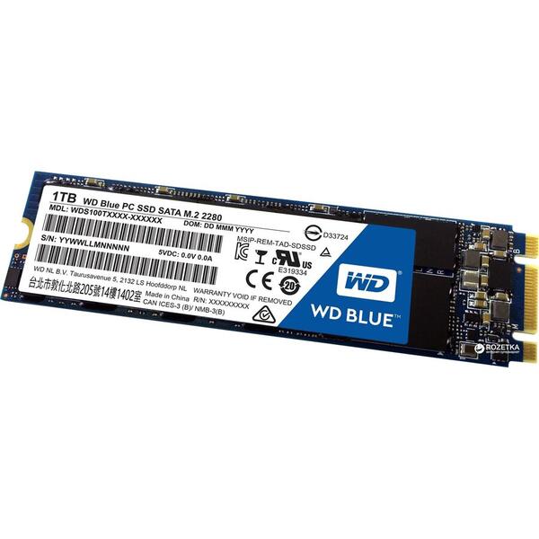 SSD Western Digital WD Blue, 1 TB, SATA III, M.2 2280, WDS100T2B0B