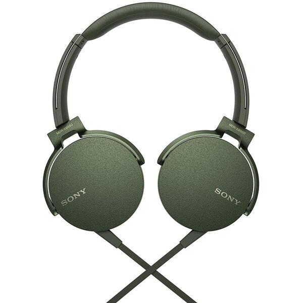 Casti Sony MDRXB550APG, Extra Bass, Difuzor neodim 30mm, Verde