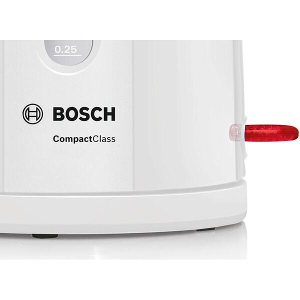 Fierbator Bosch TWK3A011, 2400 W, Indicator nivel apa, Protectie supraincalzire, 1.7 l, Alb