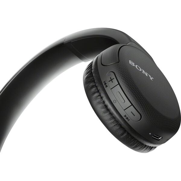 Casti Sony WHCH510B, Bluetooth, Microfon, 35 ore autonomie, Negru