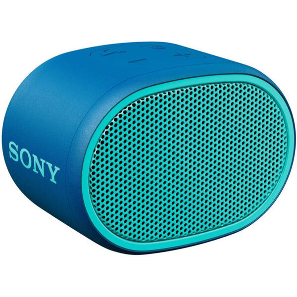Boxa portabila Sony SRS-XB01L, Extra Bass, Rezistenta la stropire, Bluetooth, Autonomie 6 ore, Albastru