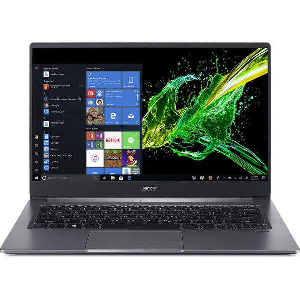 Laptop Acer Swift 3 SF314-57, 14 inch, FHD, Intel Core i5-1035G1 (6M Cache, up to 3.60 GHz), 8GB DDR4, 512GB SSD, GMA UHD, Win 10 Home, Steel Gray