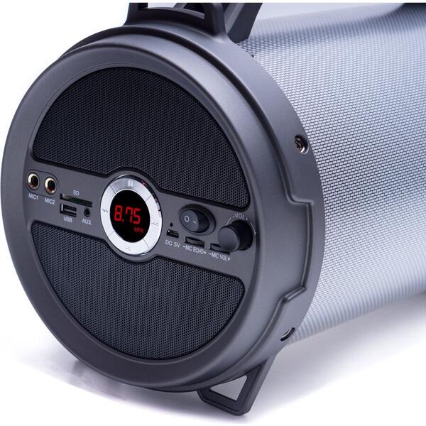 Boxa portabila E-Boda The Vibe 500 Karaoke, Bluetooth, MicroSD, USB, AUX, Radio FM, Microfon inclus, Iluminare RGB, Negru
