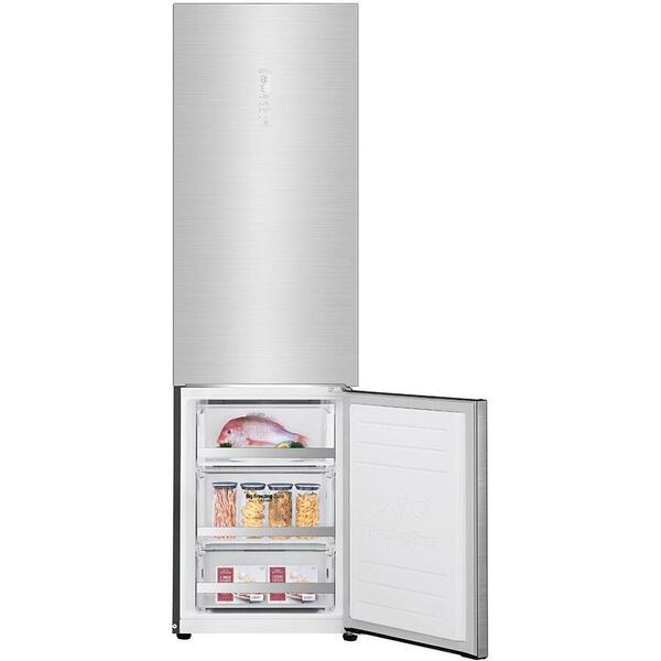 Combina frigorifica LG GBB92STAXP, 384 l, No Frost, Smart Diagnosis, WIFI, Compresor Centum System, Clasa A+++, H 203 cm, Argintiu/Inox
