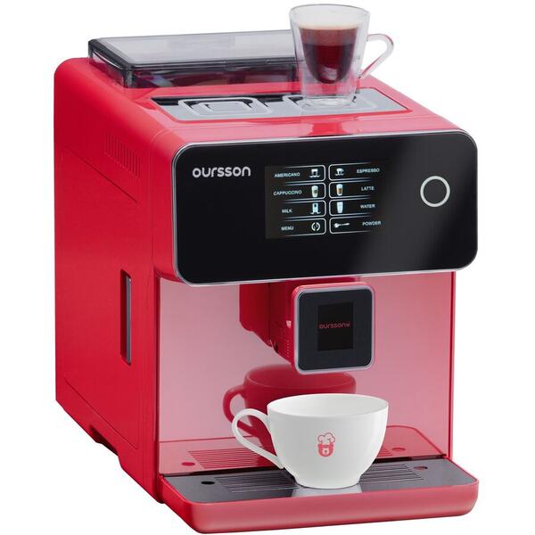 Espressor automat Oursson AM6250/RD, Superautomat, 19 bar, Ecran tactil color, 6 bauturi, Filtru de apa, Rasnita ceramica, Optiune cafea macinata, Rosu
