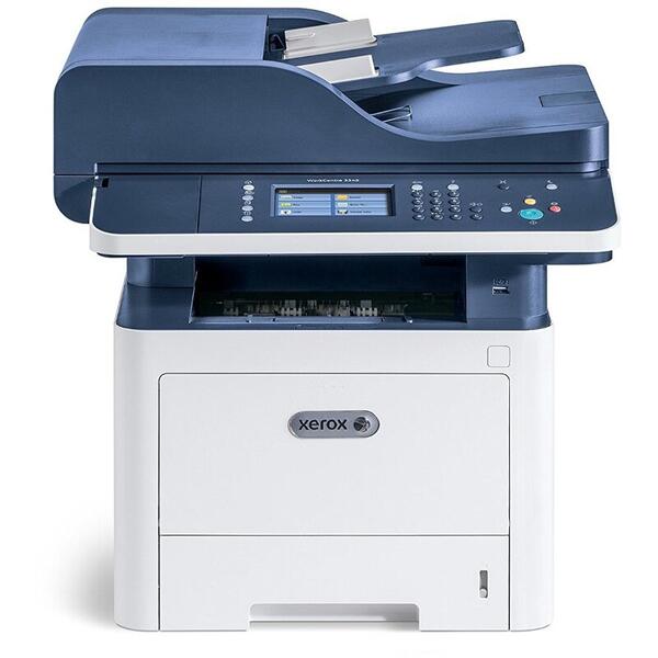 Multifunctional Xerox WorkCentre 3345DNI, Laser, Monocrom, Format A4, Fax, Retea, Wi-Fi, Duplex, Alb/Albastru