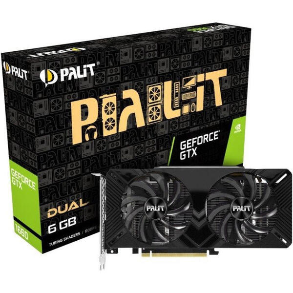 Placa video Palit GeForce GTX 1660 Dual, 6 GB GDDR5, 192 bit