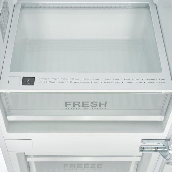 Combina frigorifica incorporabila Heinner HC-M241NFBI+, 241 l, Clasa A+, No Frost, Display Touch interior, Iluminare LED, H 177 cm, Alb