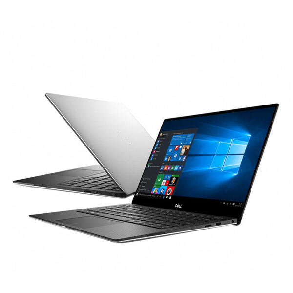 Laptop Dell XPS 15, 15.6 inch, Ultra HD OLED, InfinityEdge, Intel Core i7-9750H, 16 GB DDR4, 512 GB SSD, GeForce GTX 1650 4 GB, FingerPrint Reader, Win 10 Pro, Silver