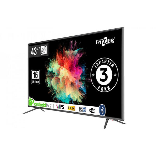 Televizor GAZER TV43-FS2G, LED, Smart Android, 108 cm, Full HD, Negru/Argintiu