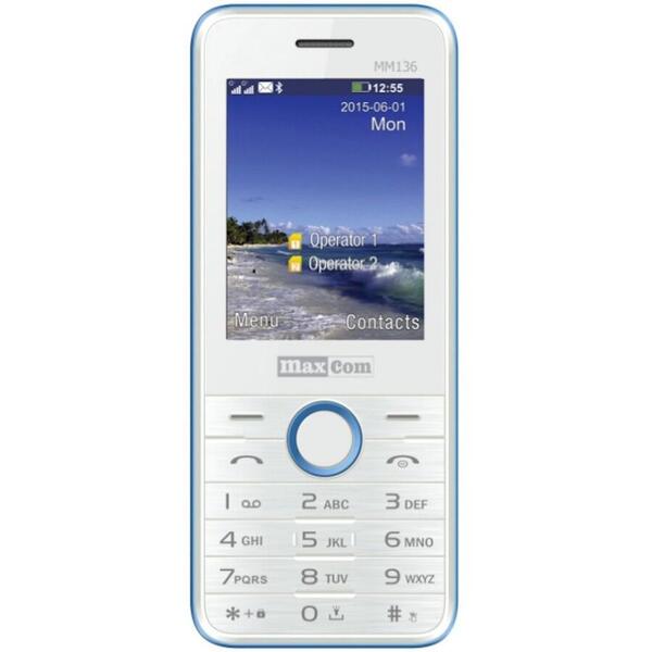 Telefon mobil Maxcom MM136 Clasic, Dual SIM, 2.4 inch, Alb/Albastru