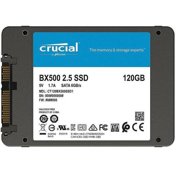 SSD Crucial BX500, 120 GB, 3D NAND, SATA, 2.5 inch