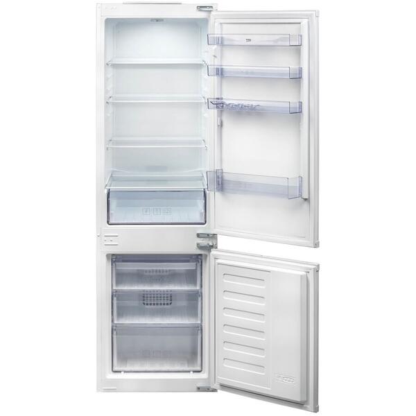 Combina frigorifica incorporabila Beko BCHA275K3SN, Congelator No Frost, Usi reversibile, 262 L, Alarma usa, H 177.5 cm, Clasa F, Alb