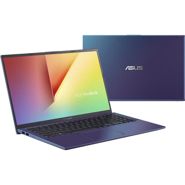 Laptop Asus VivoBook 15 X512JA, FHD, 15.6 inch, Procesor Intel Core i5-1035G1 (6M Cache, up to 3.60 GHz), 8GB DDR4, 512GB SSD, GMA UHD, No OS, Blue