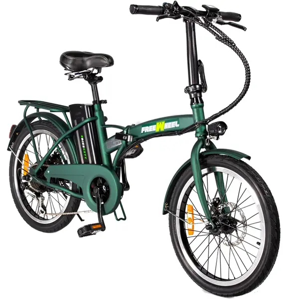 Bicicleta E-boda FreeWheel E-bike City, Electrica, Pliabila, Roti 20 inch, Frana disc fata/spate, Motor 250W, Autonomie pana la 35Km, Viteza maxima 25Km/h, Verde