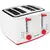 Toaster Heinner Panfette 1300 HTP-1300WHR, 1100W, capacitate 4 felii, 7 niveluri de rumenire,Alb/Rosu