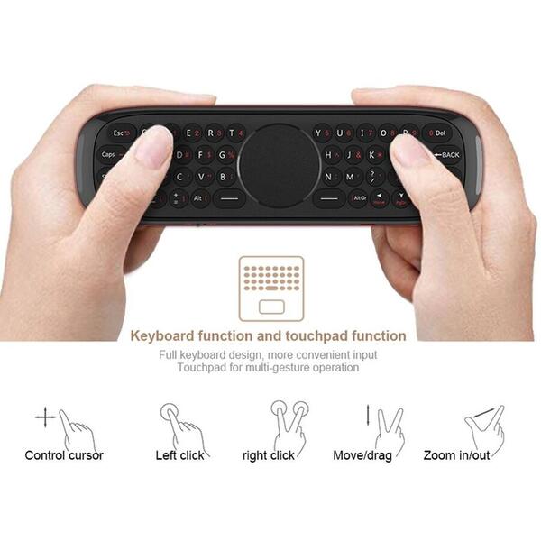 Telecomanda Halber Air Mouse W2, Smart cu tastatura, Negru