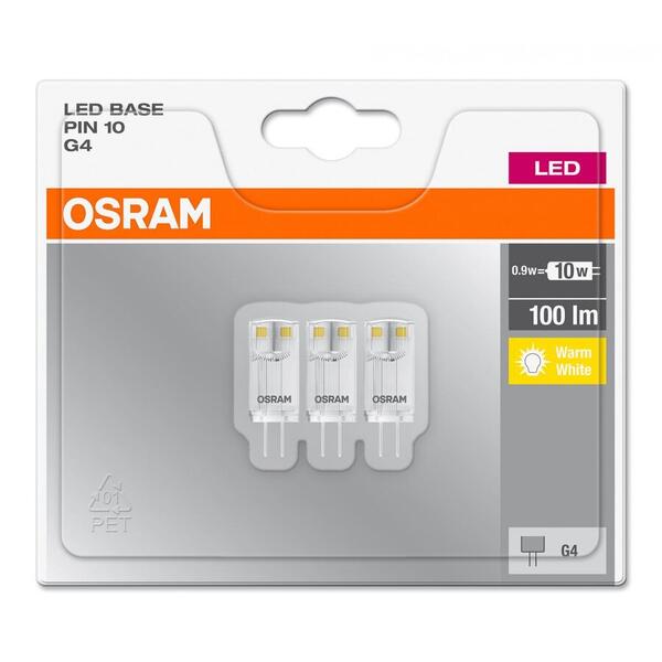 Bec Osram 000004058075093973, LED, G4, 0.9W, Lumina calda, Set 3 bucati