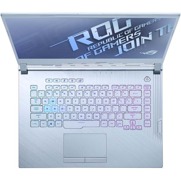 Laptop Asus Gaming ROG Strix G15 G512LU cu procesor Intel Core i7-10750H pana la 5.00 GHZ, 15.6 inch, Full HD, 144Hz, 16GB, 512GB SSD, NVIDIA GeForce GTX 1660Ti 6GB, FreeDOS, Glacier Blue