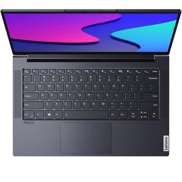 Laptop Lenovo 82A1009PRM, Yoga Slim 7, 14 inch, Full HD, Intel Core i5-1035G4 (6M Cache, up to 3.70 GHz), 16GB DDR4X, 512GB SSD, Intel Iris Plus, Win 10 Home, Slate Grey, Aluminium