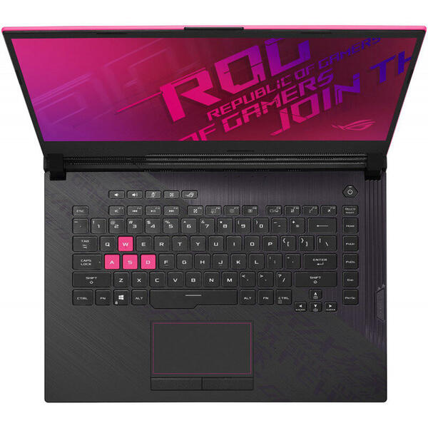 Laptop Asus Gaming ROG Strix G15 G512LI cu procesor Intel Core i7-10750H pana la 5.0GHz, 15.6 inch, Full HD, 144Hz, 16GB, 512GB SSD M.2 NVMe PCIe, NVIDIA GeForce GTX 1650 Ti 4GB GDDR6 Optimus, No OS, Electro Punk