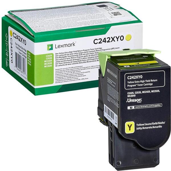 Lexmark Cartus cerneala C242XY0, Program returnare, Capacitate de printare 3500 pagini, Galben