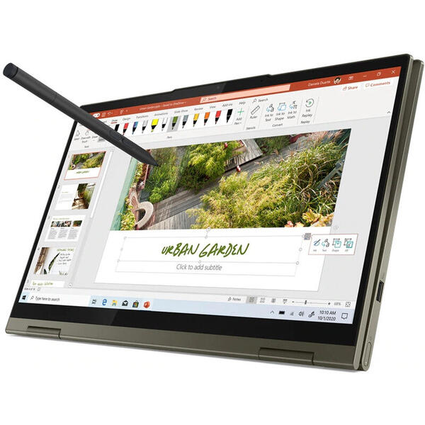 Laptop Lenovo Yoga 7 14ITL5, 14 inch, 2 in 1 Convertibil, Full HD, IPS, Touch, Intel Core i7-1165G7 (12M Cache, up to 4.70 GHz, with IPU), 16GB DDR4, 512GB SSD, Intel Iris Xe, Win 10 Home, Dark Moss