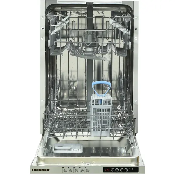Masina de spalat vase incorporabila Heinner HDW-BI4505IE++, 10 Seturi, 5 programe, Clasa E, Half load, Aquastop, 45 cm