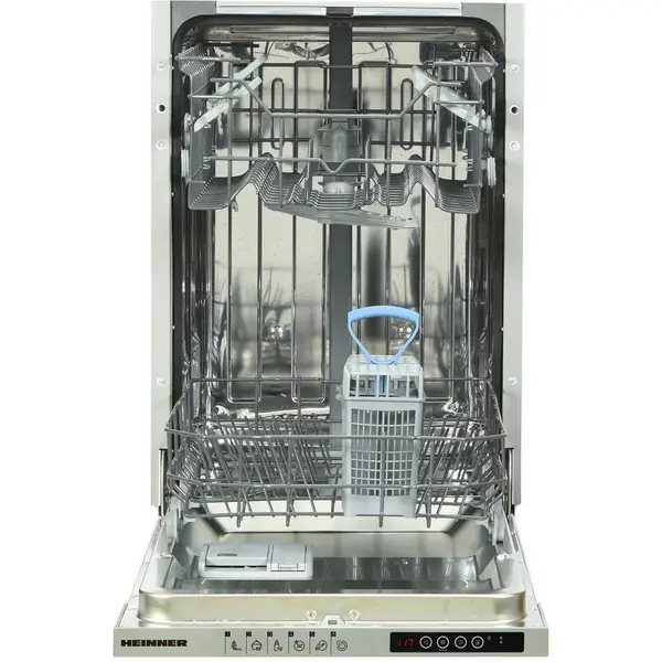 Masina de spalat vase incorporabila Heinner HDW-BI4506IE++, 10 Seturi, 6 programe, Clasa E, Half load, Aquastop, 45 cm